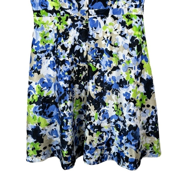 Black Label by Evan-Picone Blue & Green Floral Faux Wrap Sleeveless Dress Sz. 14 - Picture 6 of 12